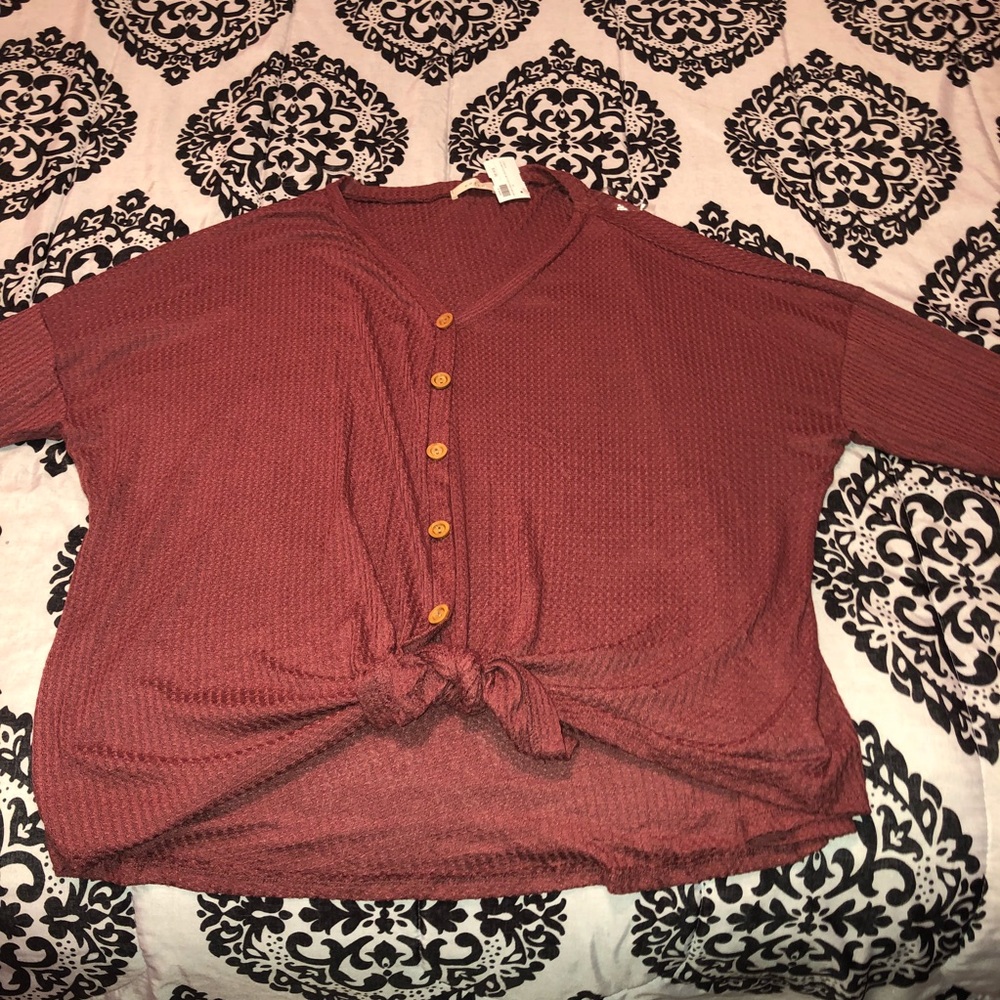 Oversized Thermal Button-Up Top